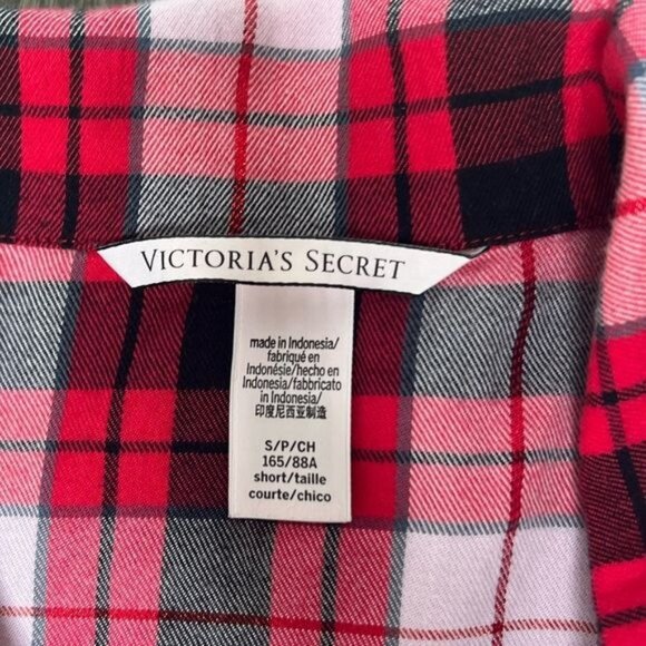 Victorias Secret Womens Plaid Button-Up Shirt Red &amp; Black Cotton/Viscose Sma - Picture 2 of 10